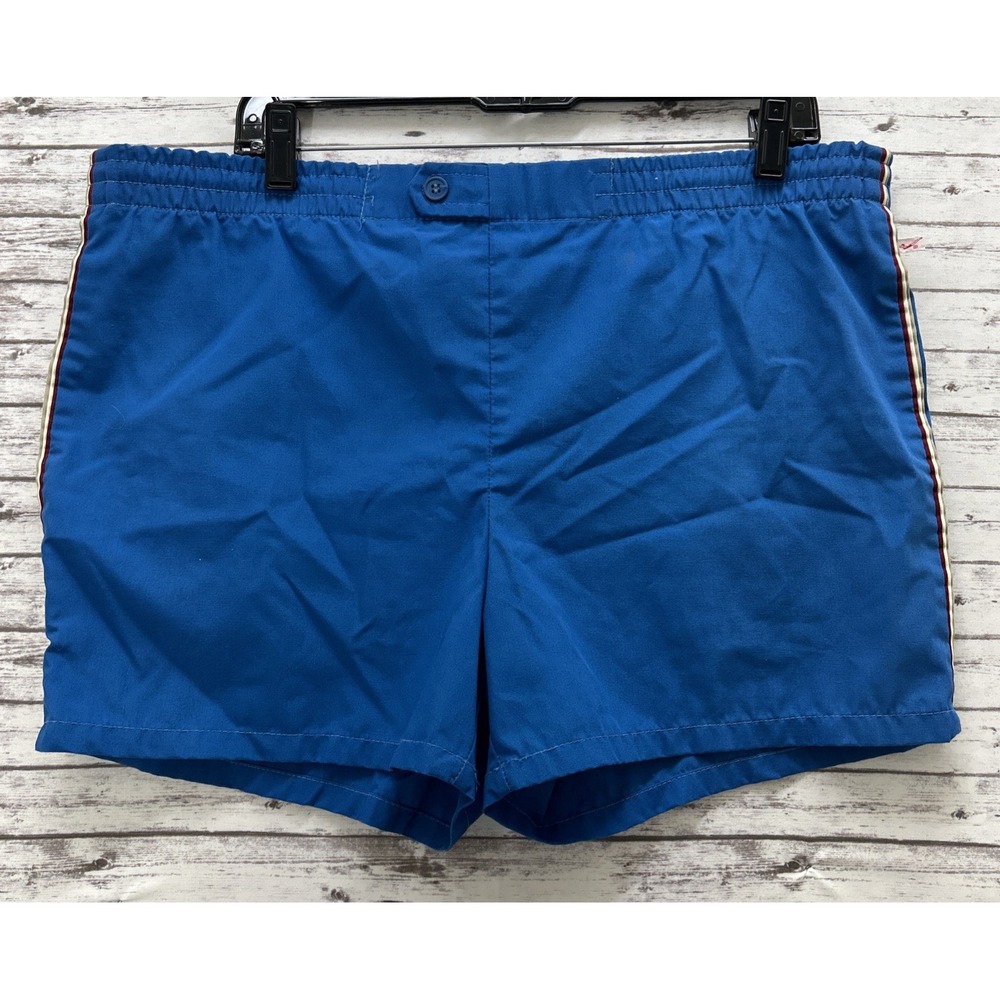 Vintage Jantzen Swim Trunks Mens 36x3.5" Inseam Blue Lined 80s Made In USA